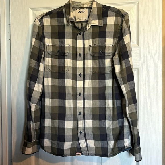 Vans men’s blue plaid long sleeve button down shirt size medium - Picture 1 of 8